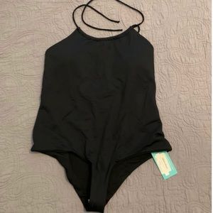 Black one piece Selena bathing suit